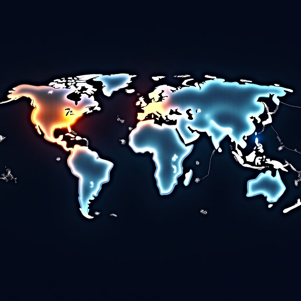 Mapa del mundo con conexiones de mercados globales